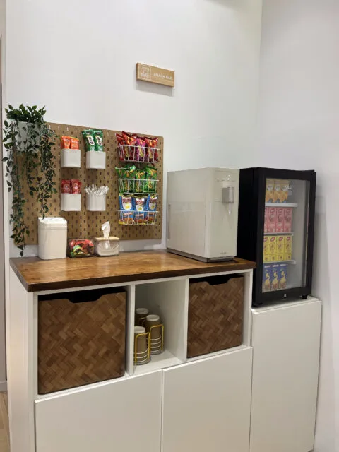 Complimentary refreshment area